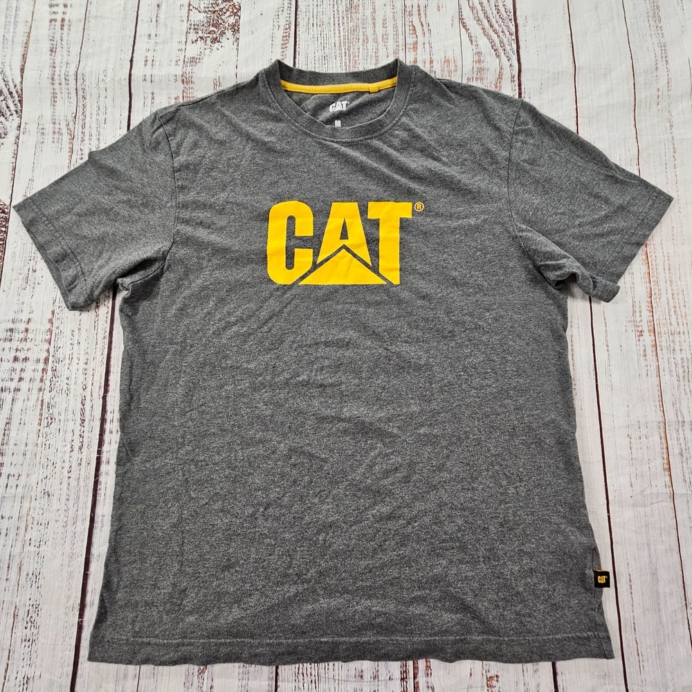 CAT Gray Short Sleeve Cotton Blend T-Shirt Men's M
